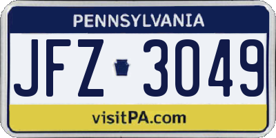 PA license plate JFZ3049