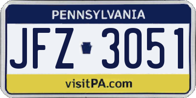 PA license plate JFZ3051