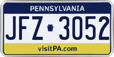 PA license plate JFZ3052