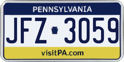 PA license plate JFZ3059