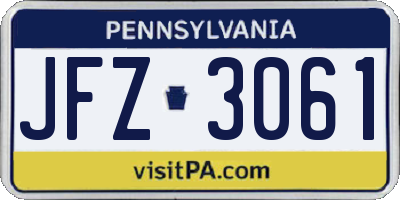 PA license plate JFZ3061