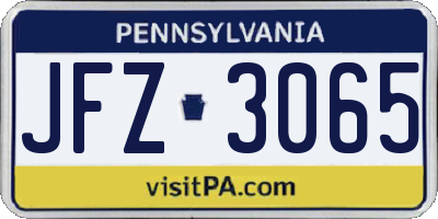 PA license plate JFZ3065