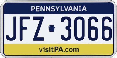 PA license plate JFZ3066