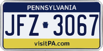 PA license plate JFZ3067