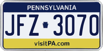 PA license plate JFZ3070
