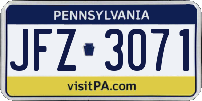 PA license plate JFZ3071