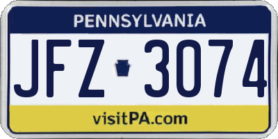 PA license plate JFZ3074