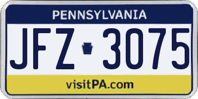 PA license plate JFZ3075