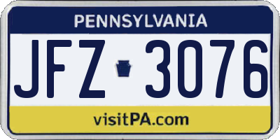 PA license plate JFZ3076