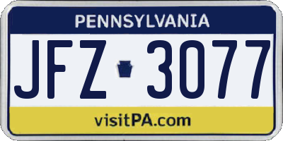 PA license plate JFZ3077