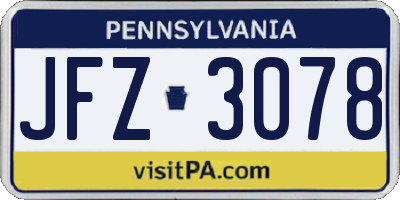 PA license plate JFZ3078