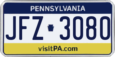 PA license plate JFZ3080