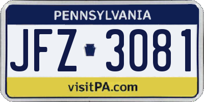 PA license plate JFZ3081
