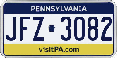 PA license plate JFZ3082