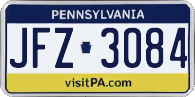 PA license plate JFZ3084