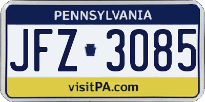 PA license plate JFZ3085