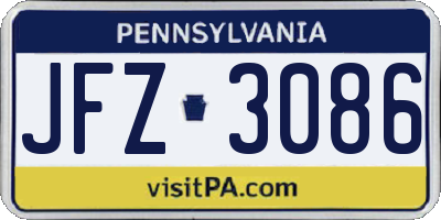 PA license plate JFZ3086