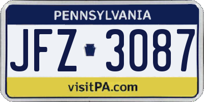 PA license plate JFZ3087