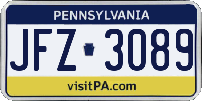 PA license plate JFZ3089