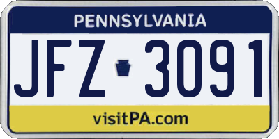 PA license plate JFZ3091