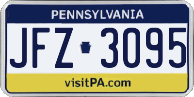 PA license plate JFZ3095