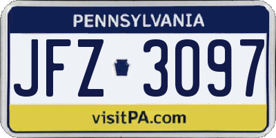 PA license plate JFZ3097