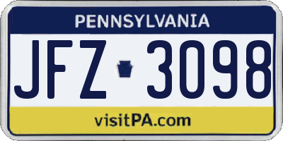 PA license plate JFZ3098
