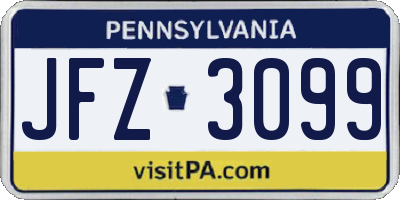 PA license plate JFZ3099