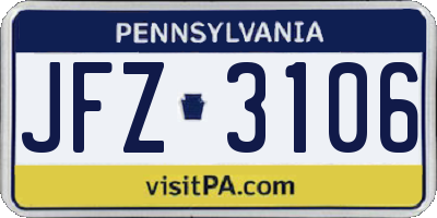 PA license plate JFZ3106