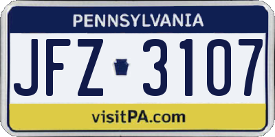 PA license plate JFZ3107