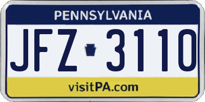 PA license plate JFZ3110
