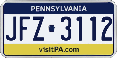 PA license plate JFZ3112