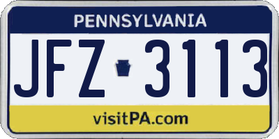 PA license plate JFZ3113