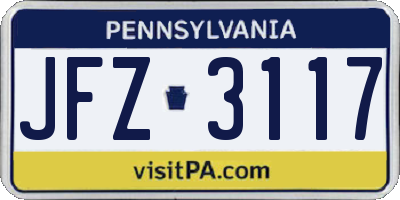 PA license plate JFZ3117