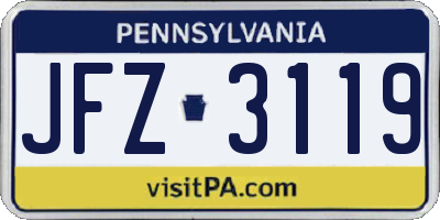 PA license plate JFZ3119