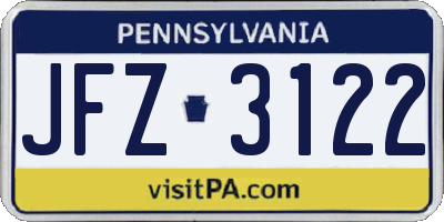 PA license plate JFZ3122