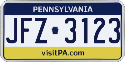 PA license plate JFZ3123