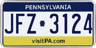 PA license plate JFZ3124