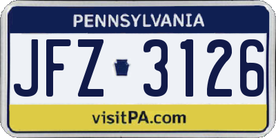PA license plate JFZ3126