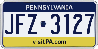 PA license plate JFZ3127