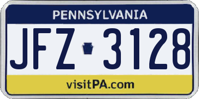 PA license plate JFZ3128