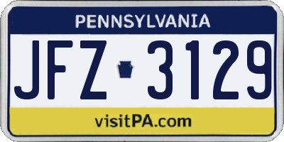 PA license plate JFZ3129