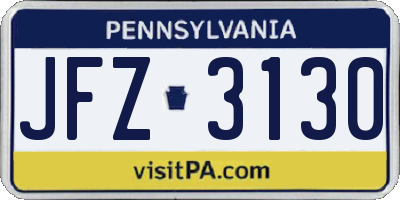 PA license plate JFZ3130