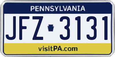 PA license plate JFZ3131