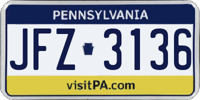 PA license plate JFZ3136