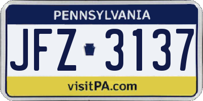 PA license plate JFZ3137