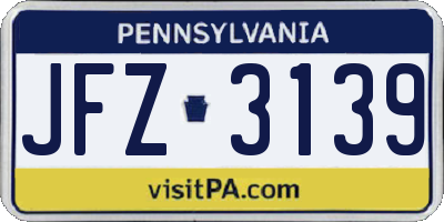 PA license plate JFZ3139