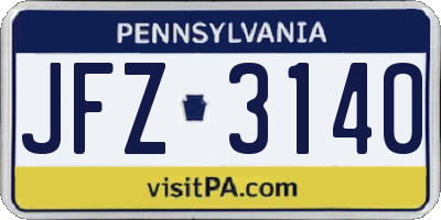 PA license plate JFZ3140