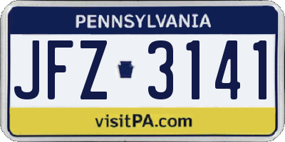 PA license plate JFZ3141