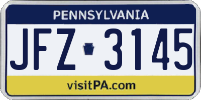 PA license plate JFZ3145
